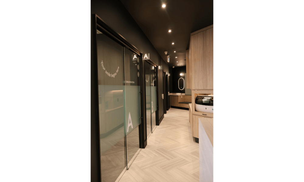Consultation room entrances and hallway at Smilehaus Newmarket dental clinic