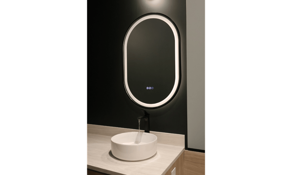 Modern sink and mirror area inside Smilehaus Newmarket dental office